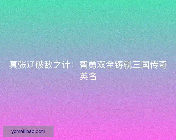 真张辽破敌之计：智勇双全铸就三国传奇英名
