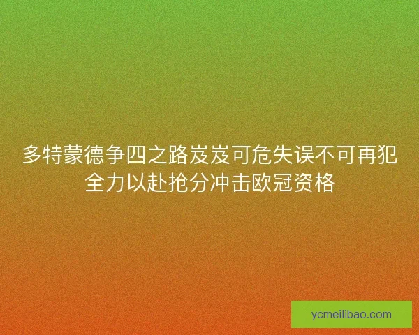多特蒙德争四之路岌岌可危失误不可再犯全力以赴抢分冲击欧冠资格