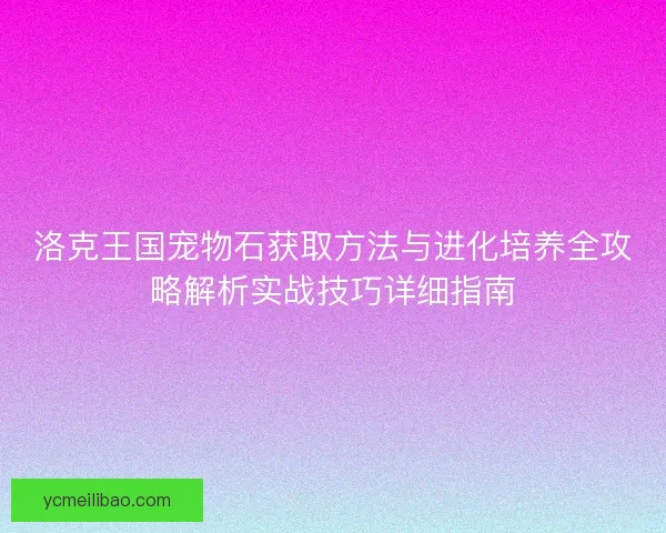洛克王国宠物石获取方法与进化培养全攻略解析实战技巧详细指南 洛克王国宠物石获取方法与进化培养全攻略解析实战技巧详细指南